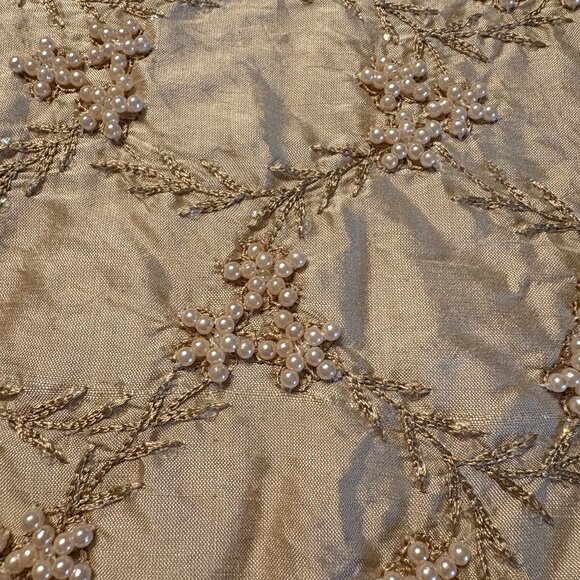Bespoke Other - Bespoke Epidemy of Luxury Gold Silk, Pearl Beading King Bedspread Silk Lining